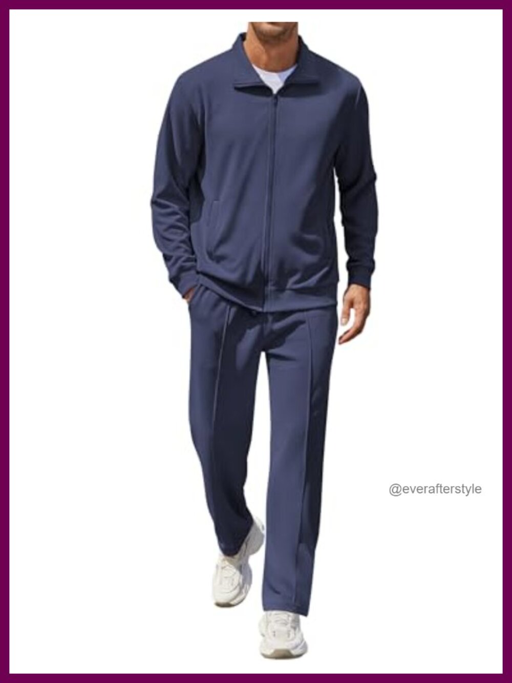 Men's Sweatsuit 2 Piece Jacquard Full Zip Tracksuit Jogging Set